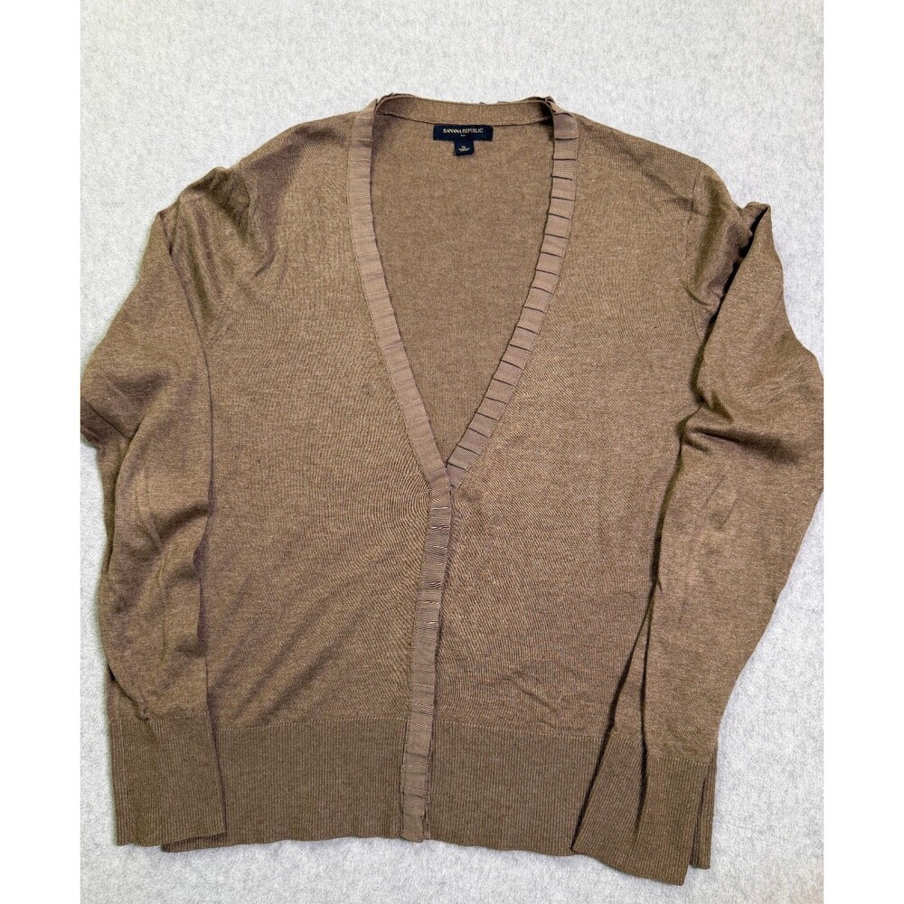 Banana Republic XL Brown Open Front Cardigan Sweater Lightweight V Neck Women